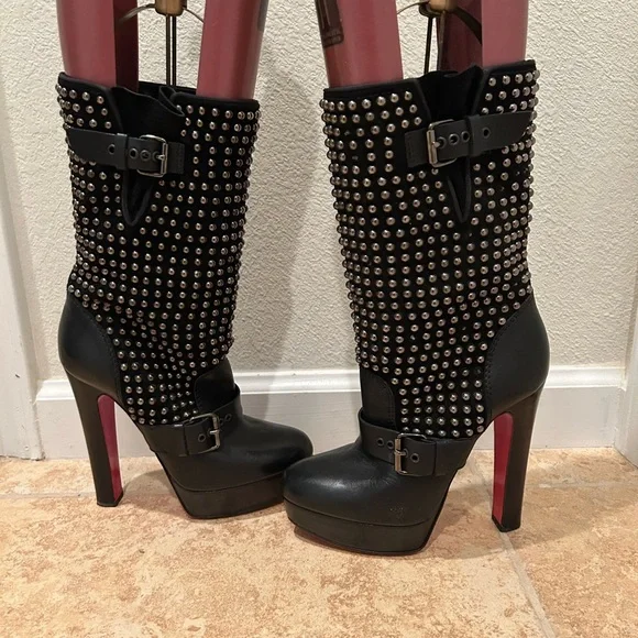 Studded Black Leather Boots - Picture 7 of 13